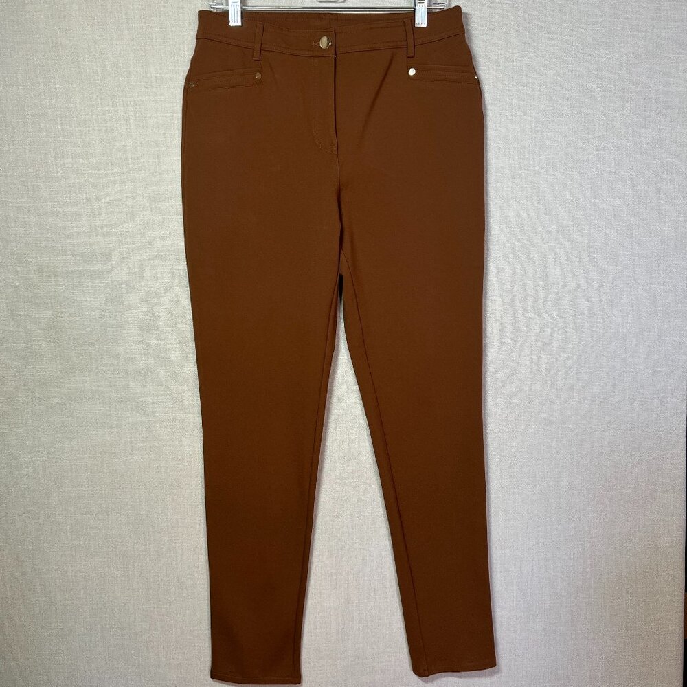 Chico's So Slimming Ponte Pant, Carmel Brown Color Size 1Tall